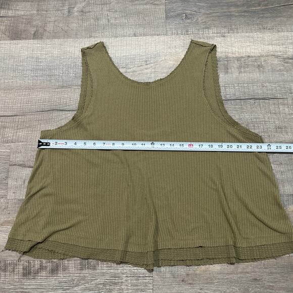 Free People We the Free New Love Tank Top Large in Moss Green Ribbed Scoop Back - Picture 7 of 7